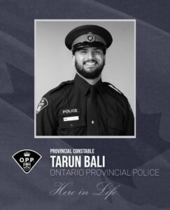 Tarun Bali death, obituary, Hearst, Ontario, Canada — OPP officer Dies in line of duty, community mourns